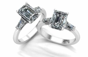 Stunning Emerald Cut Halo Diamond Engagement Ring with Halo