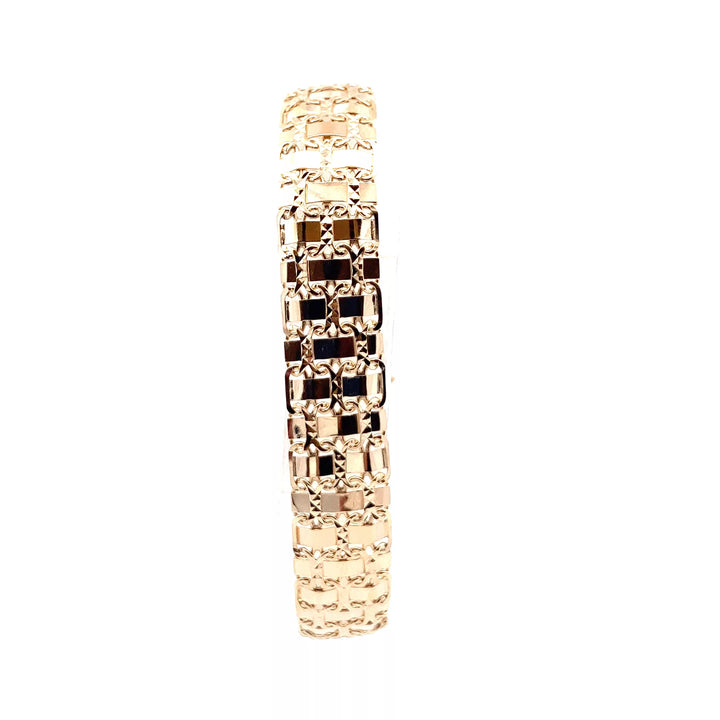 "Exquisite 14K Yellow Gold Woven Bracelet (7") - A Shimmering Masterpiece of Diamond and Fine Jewelry"