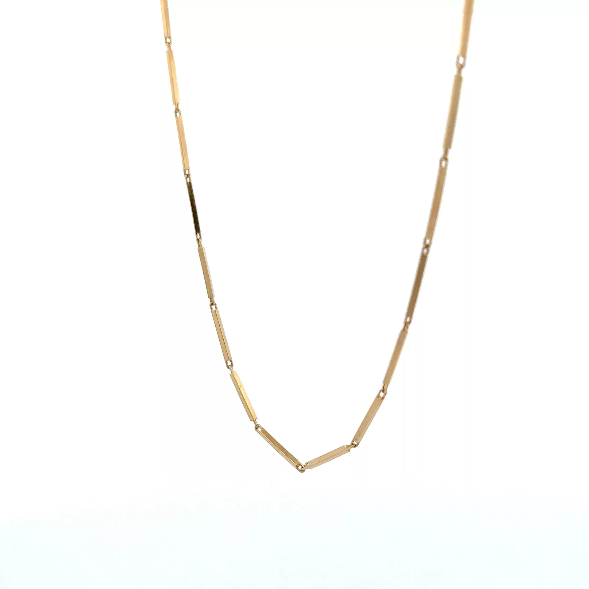 14 Karat Yellow Gold Bar Link Necklace (17")