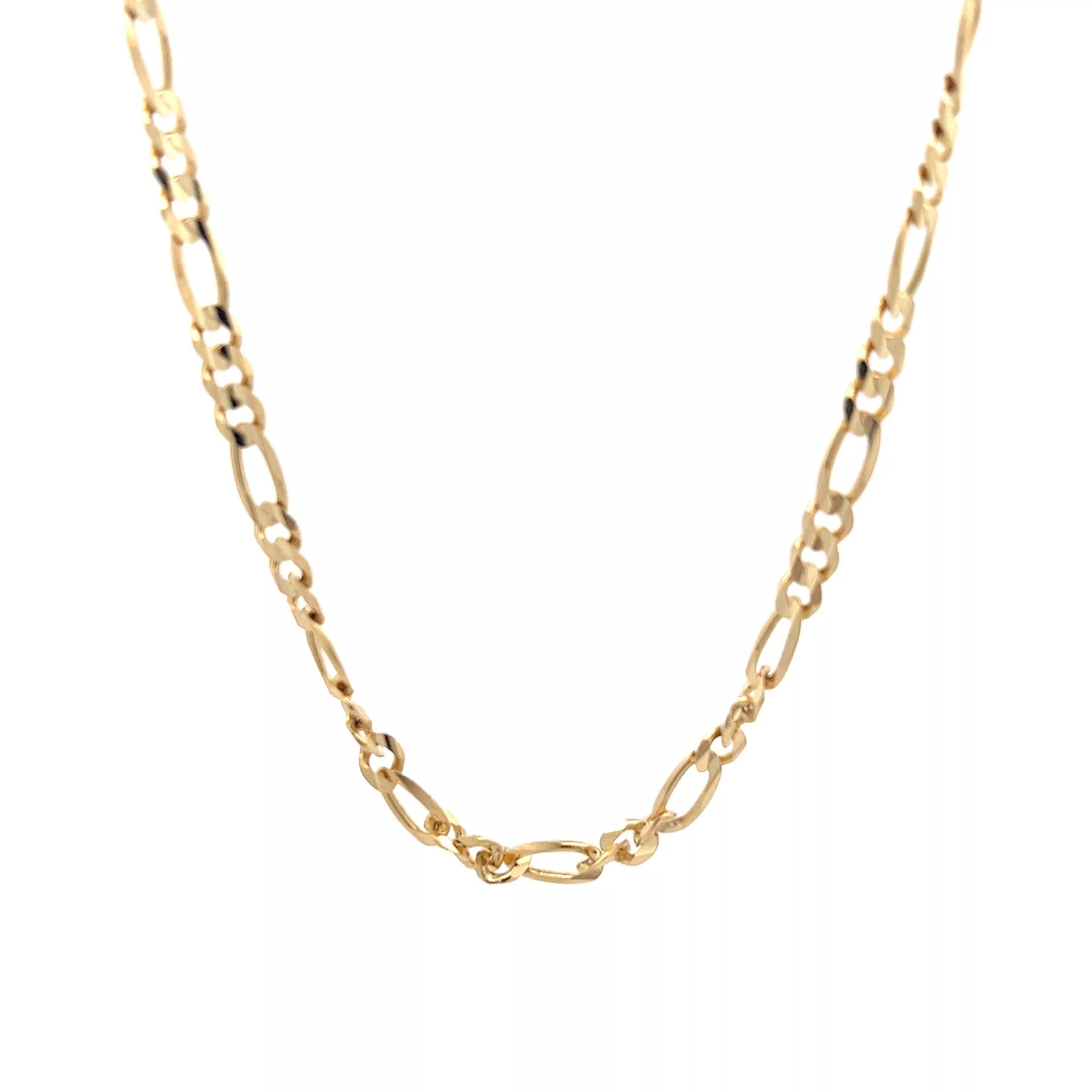 14 Karat Yellow Gold Figaro Necklace - Size 18"