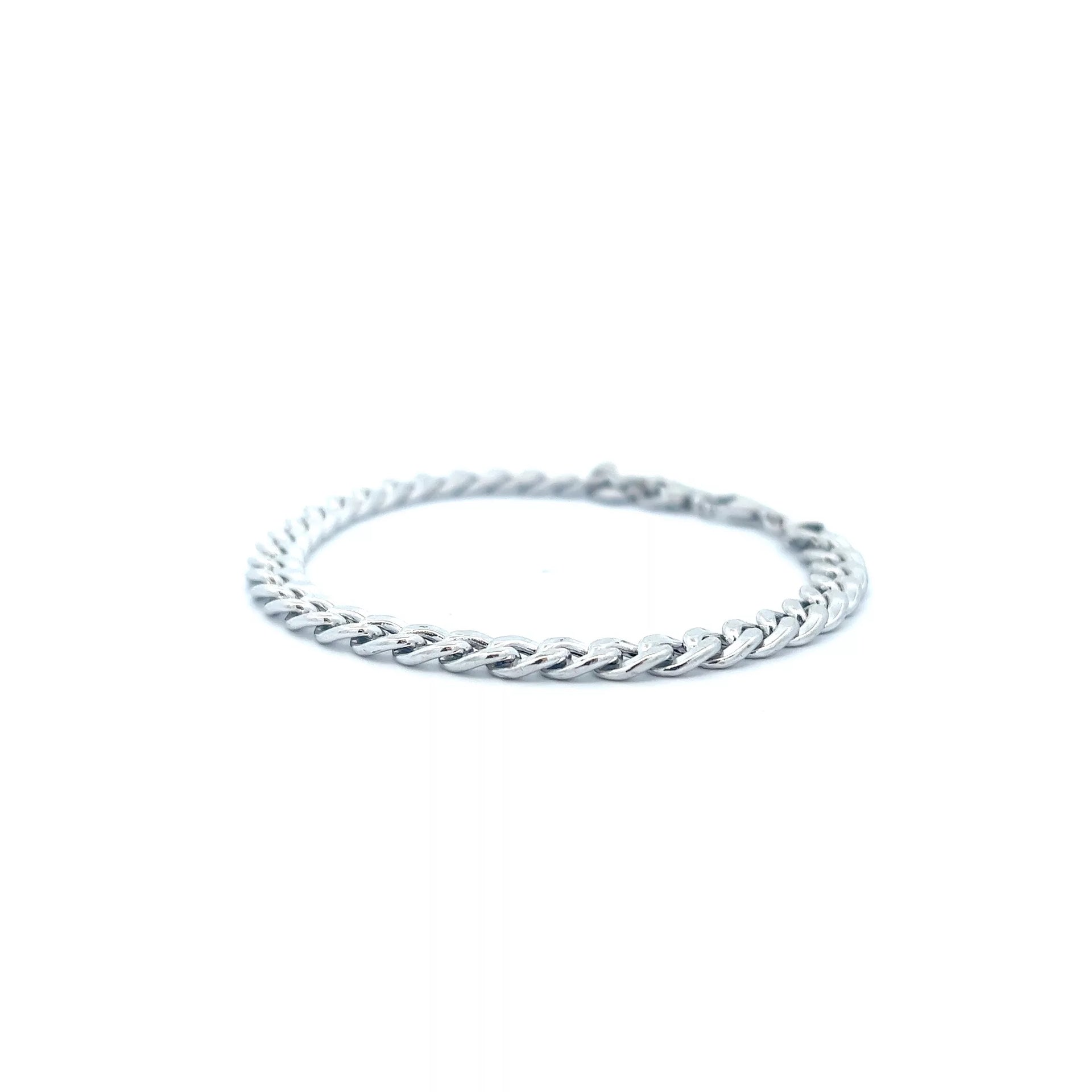 14 Karat White Gold Cuban Bracelet - 7"