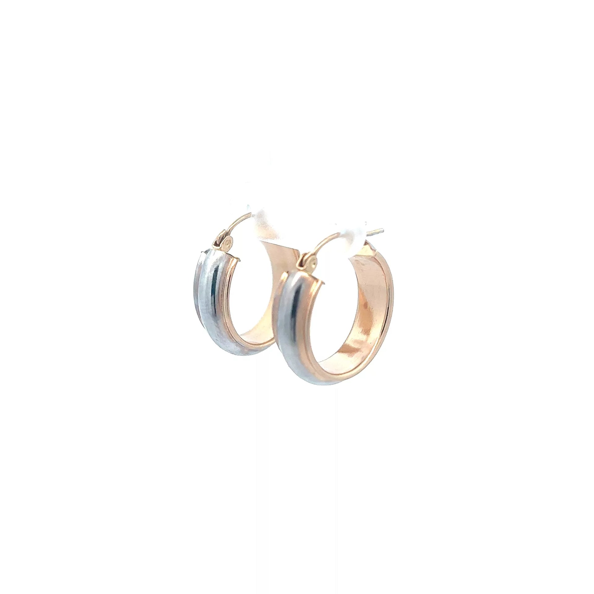 14 Karat White and Yellow Gold Hoop Earrings