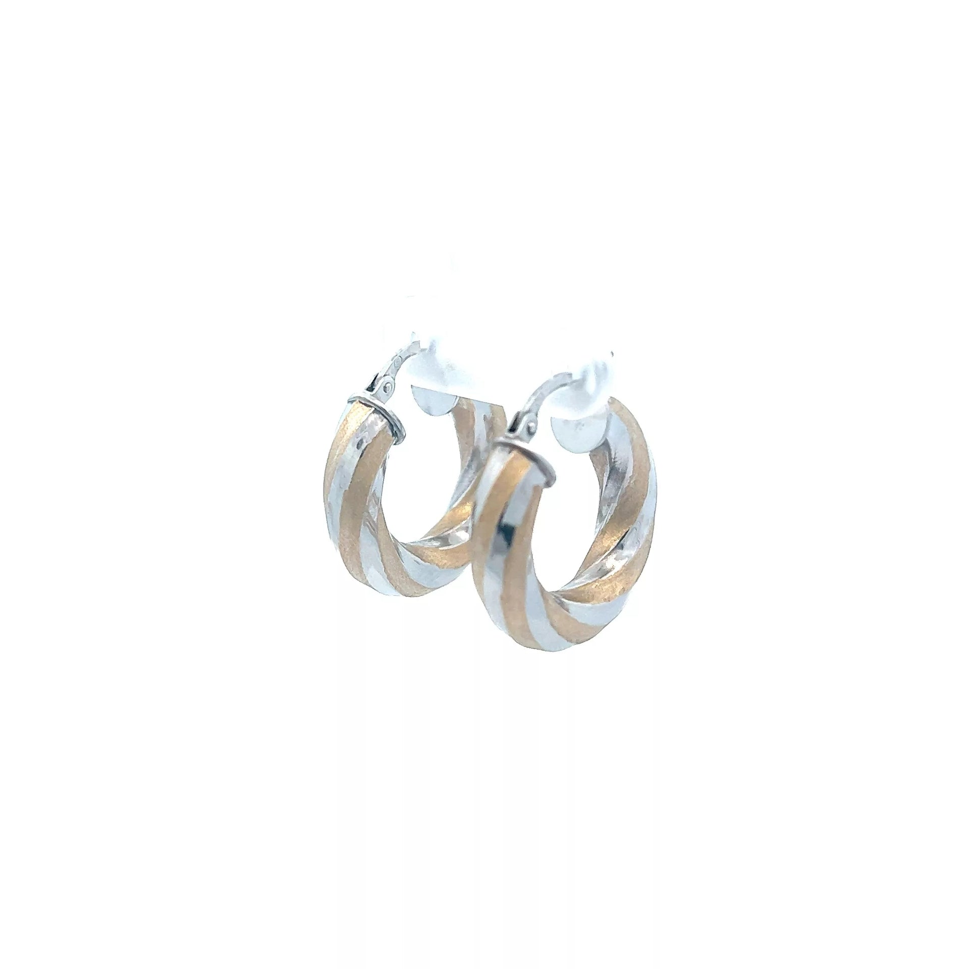 14 Karat White and Yellow Gold Hoop Earrings