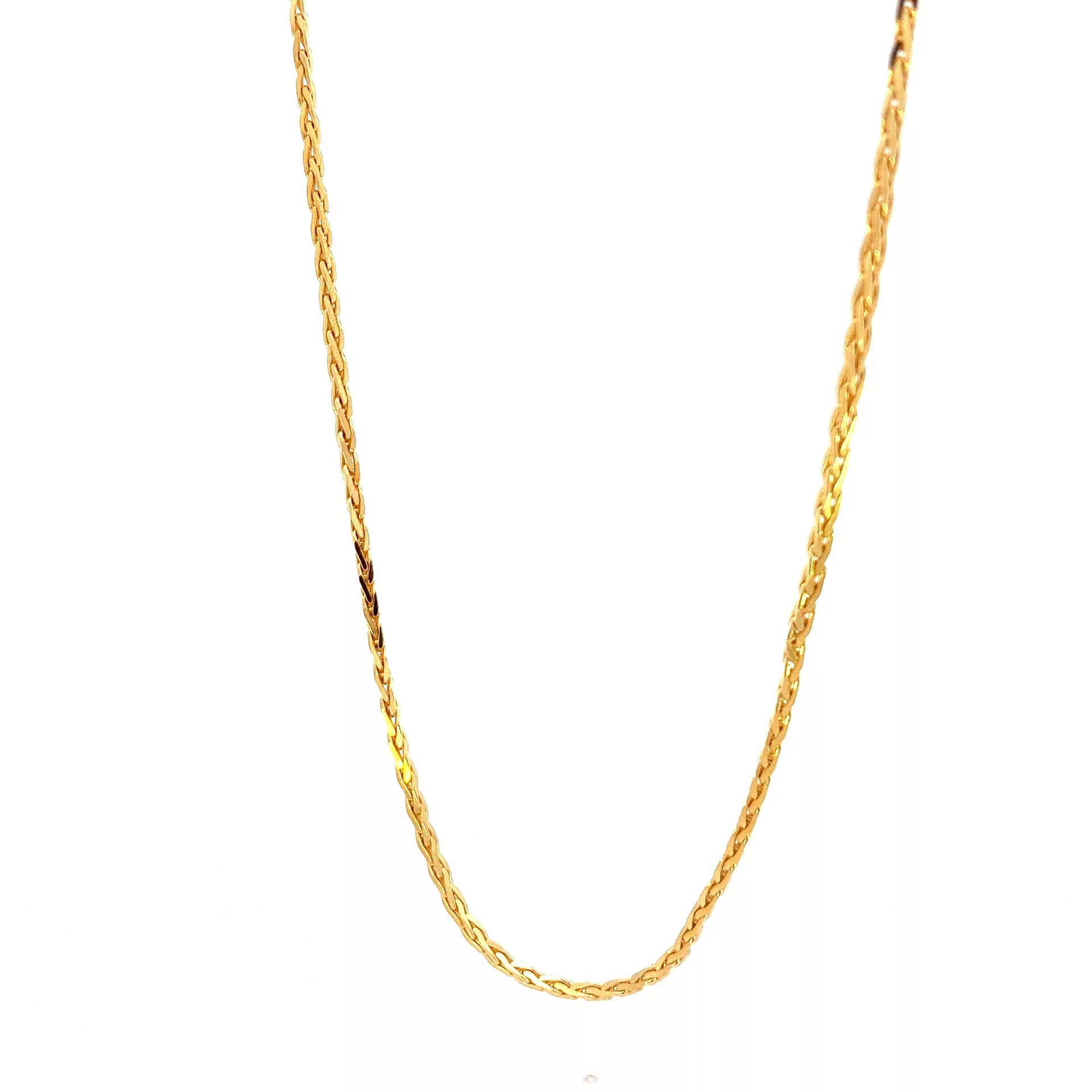 A gold chain on a white background.