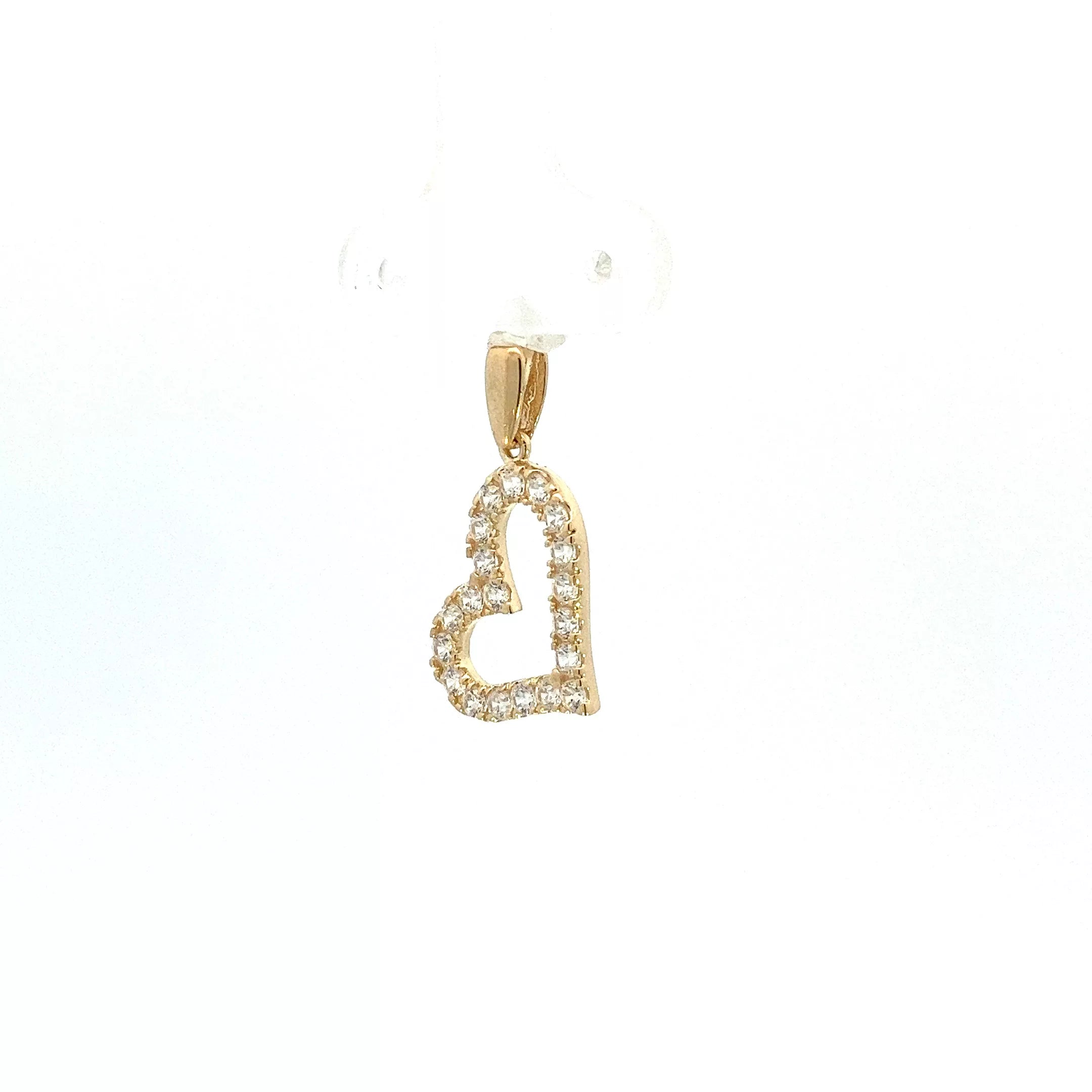 14 Karat Yellow Gold Heart Pendant with Diamond Accents - Fine Estate Jewelry