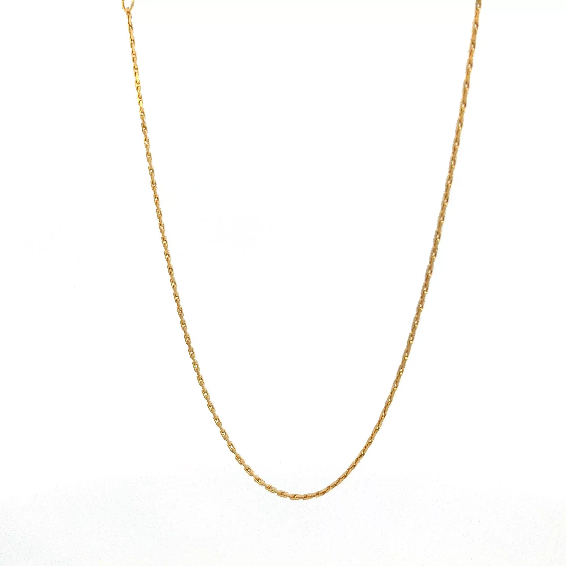 A gold chain on a white background.