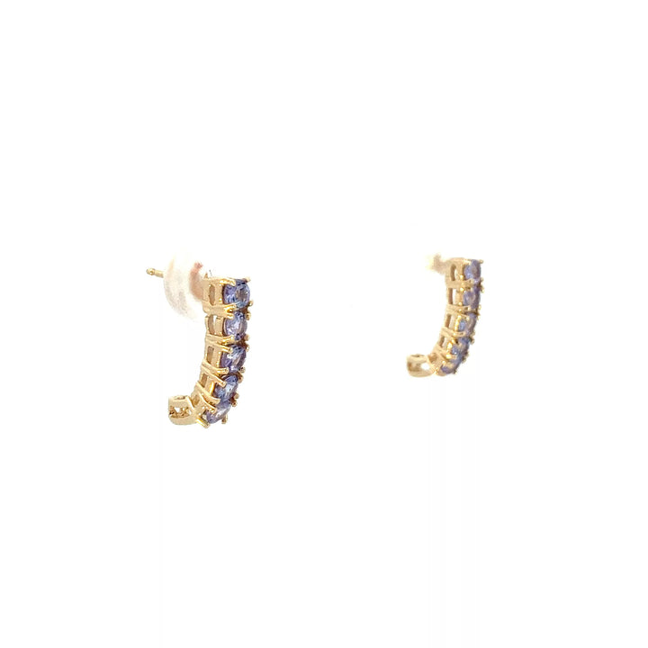 Exquisite 10 Karat Yellow Gold Tanzanite Stud Earrings - A Timeless Addition to Your Collection of Fine Diamond Jewelry