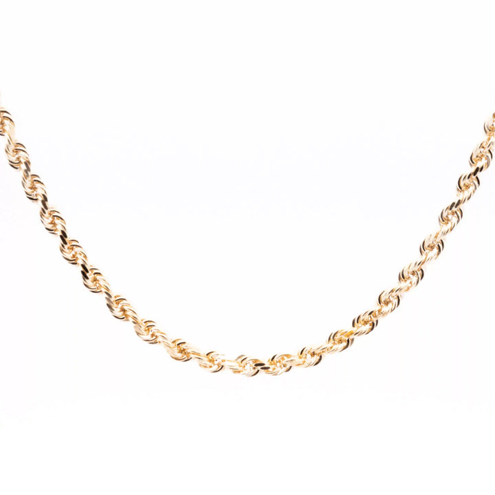 A 14 Karat Yellow Gold Fashion Chain necklace on a white background.