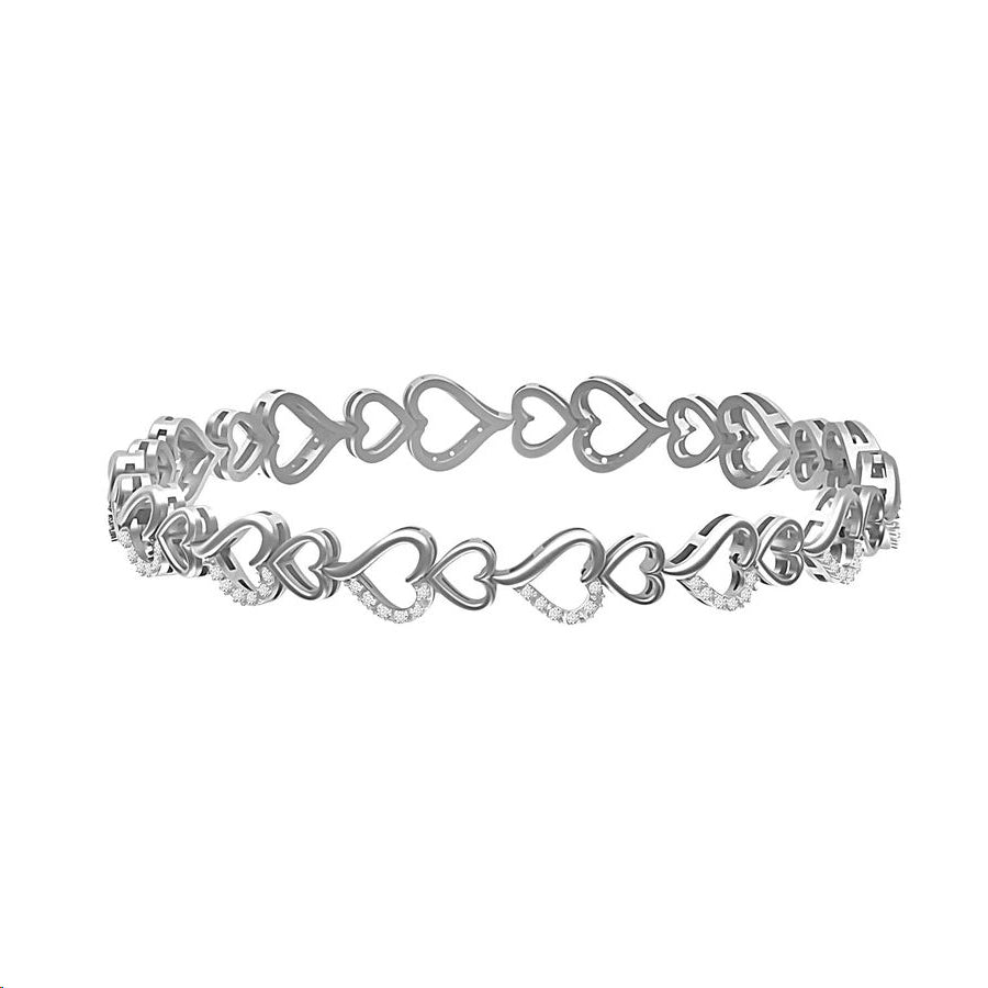 LADIES BRACELET 0.10CT ROUND DIAMOND STERLING SILVER WHITE