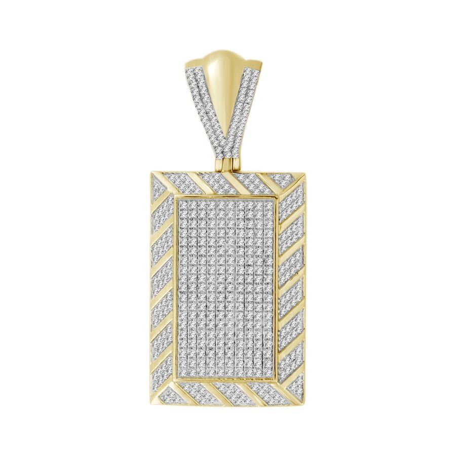 MEN'S CHARM PENDANT 1.10CT ROUND DIAMOND 10K YELLOW GOLD