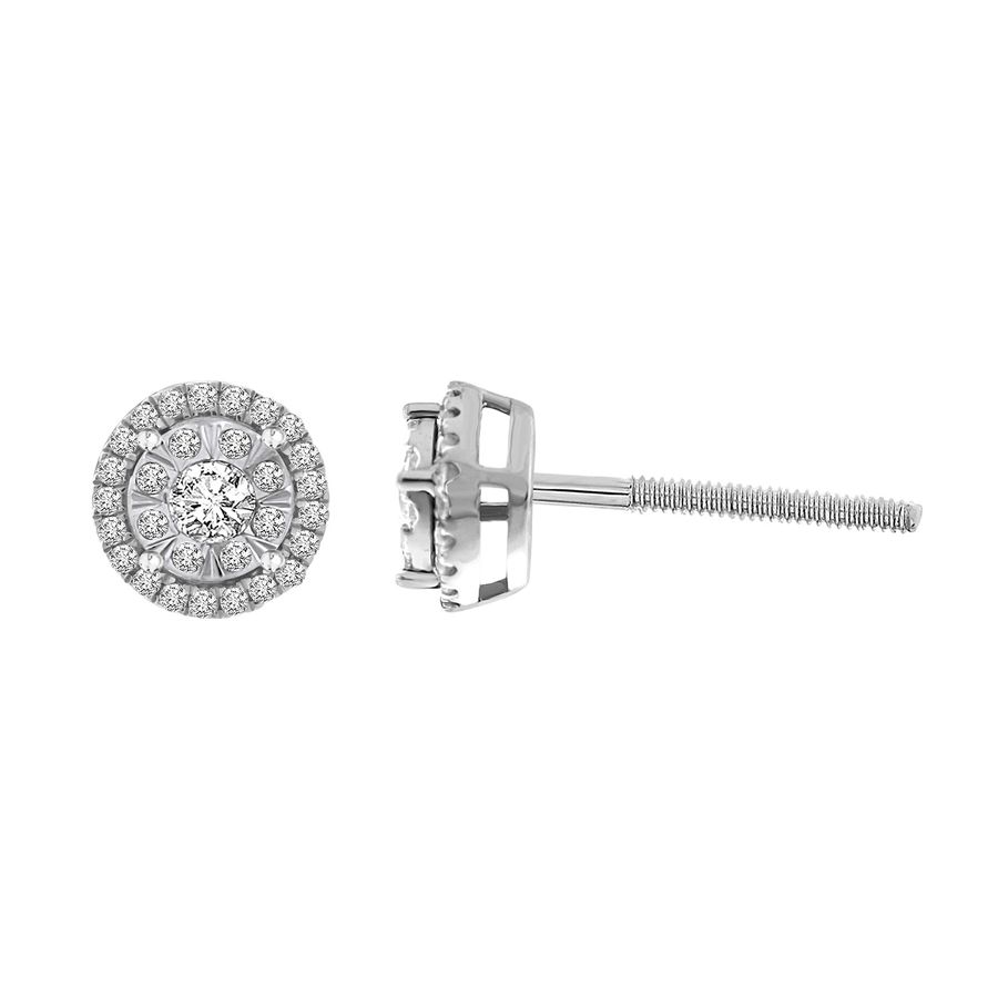 LADIES STUD EARRINGS 0.33CT ROUND DIAMOND 10K WHITE GOLD