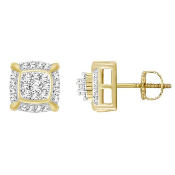 LADIES EARRINGS 0.25CT ROUND DIAMOND 10K YELLOW GOLD