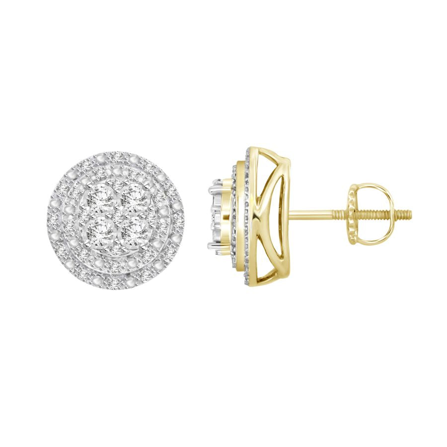 LADIES EARRINGS 0.20CT ROUND DIAMOND 10K YELLOW GOLD