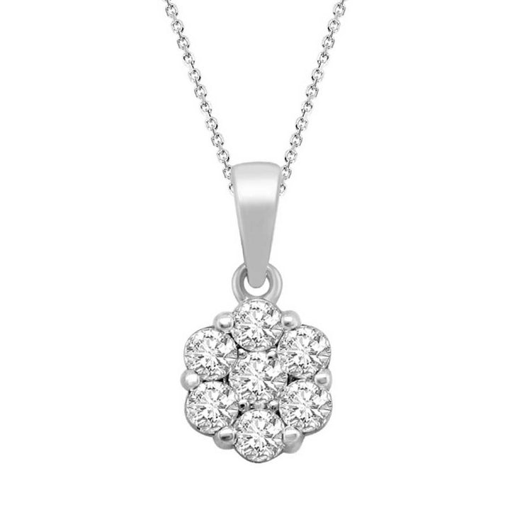 LADIES PENDANT WITH CHAIN 0.33CT ROUND DIAMOND 10K WHITE GOLD