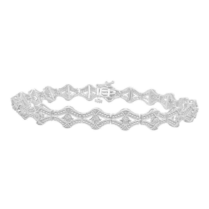 LADIES BRACELET 0.25CT ROUND DIAMOND STERLING SILVER/WHITE GOLD