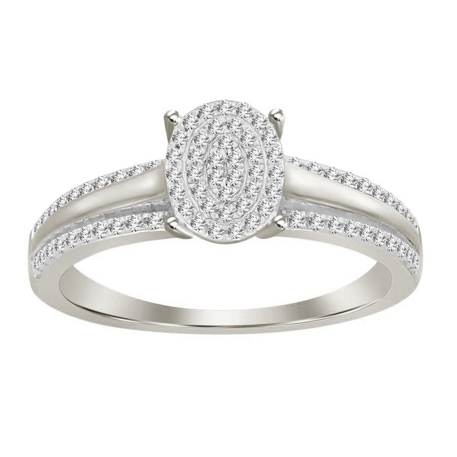 LADIES RING 0.20CT ROUND DIAMOND 10K WHITE GOLD