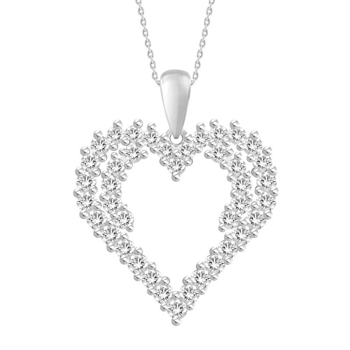 LADIES PENDANT WITH CHAIN 0.75CT ROUND DIAMOND 14K WHITE GOLD