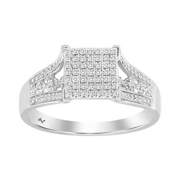 LADIES RING 0.20CT ROUND DIAMOND 10K WHITE GOLD