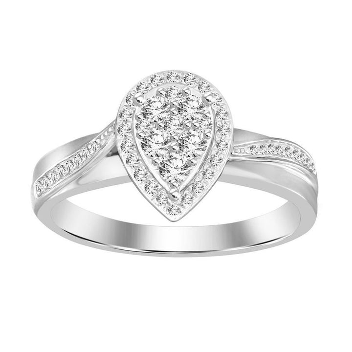 LADIES RING 0.25CT ROUND DIAMOND 10K WHITE GOLD