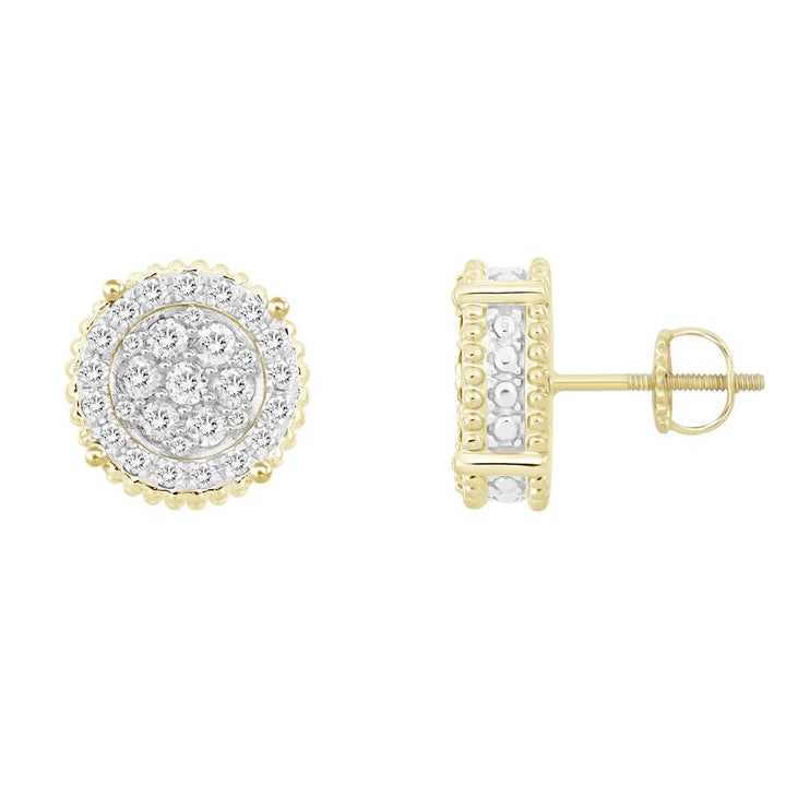 LADIES STUD EARRINGS 0.50CT ROUND DIAMOND 10K YELLOW GOLD