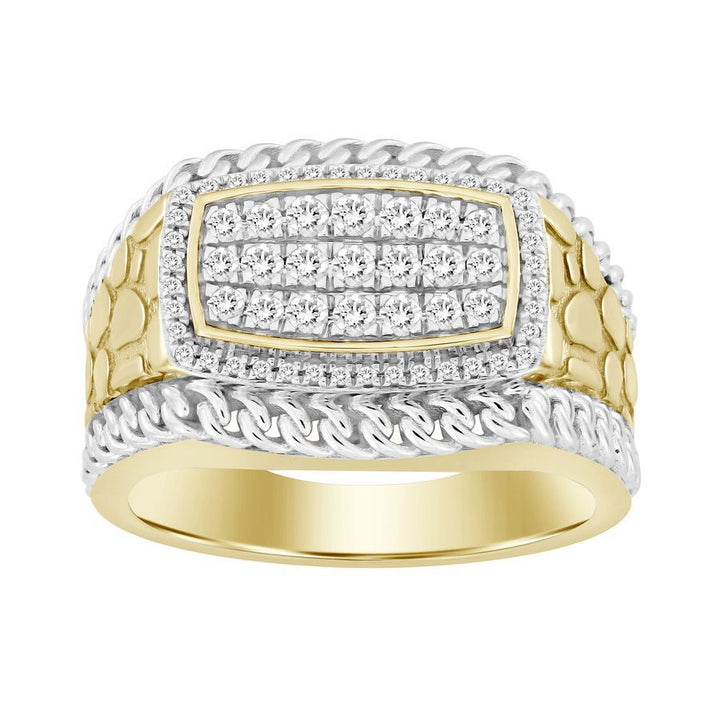 MEN'S RING 0.50CT ROUND DIAMOND 10K YELLOW GOLD