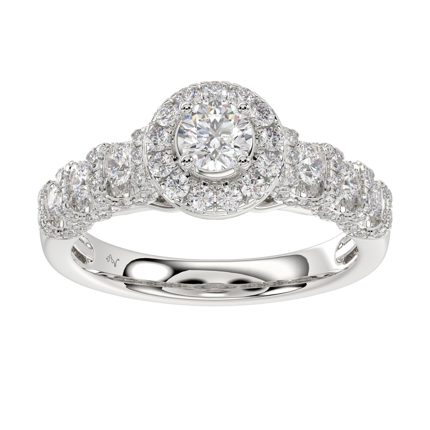 LADIES RING 1.00CT ROUND DIAMOND 14K WHITE GOLD (SI QUALITY)