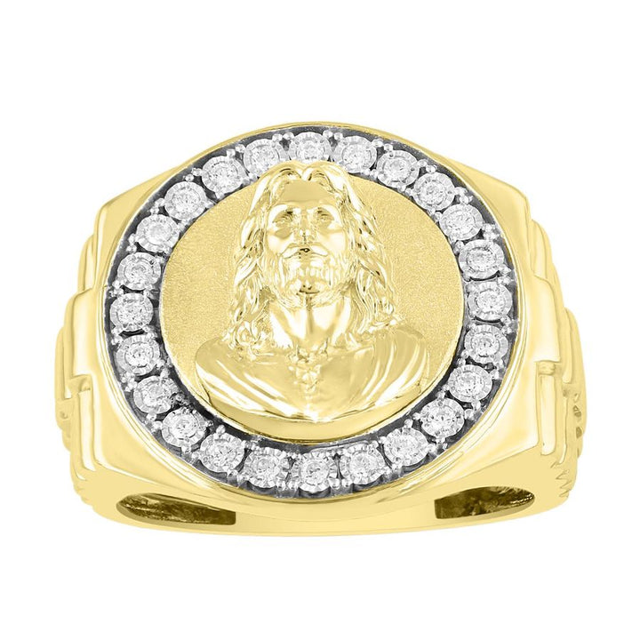 MEN'S RING 0.25CT ROUND DIAMOND 10K YELLOW GOLD