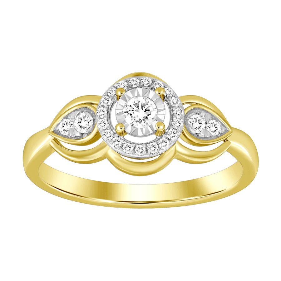 LADIES RING 0.20CT ROUND DIAMOND 10K YELLOW GOLD