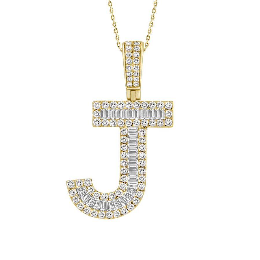 MEN'S CHARM PENDANT 1.33CT ROUND/BAGUETTE DIAMOND 10K YELLOW GOLD