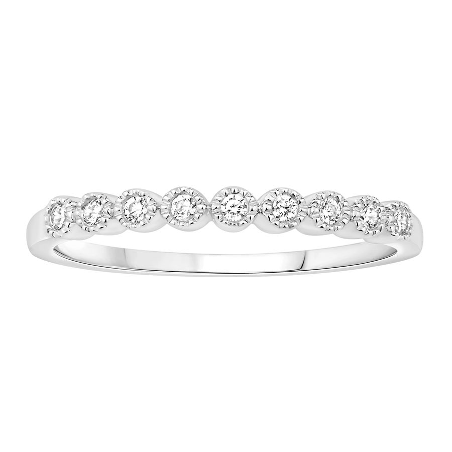 LADIES STACKABLE BAND 0.11CT ROUND DIAMOND 10K WHITE GOLD