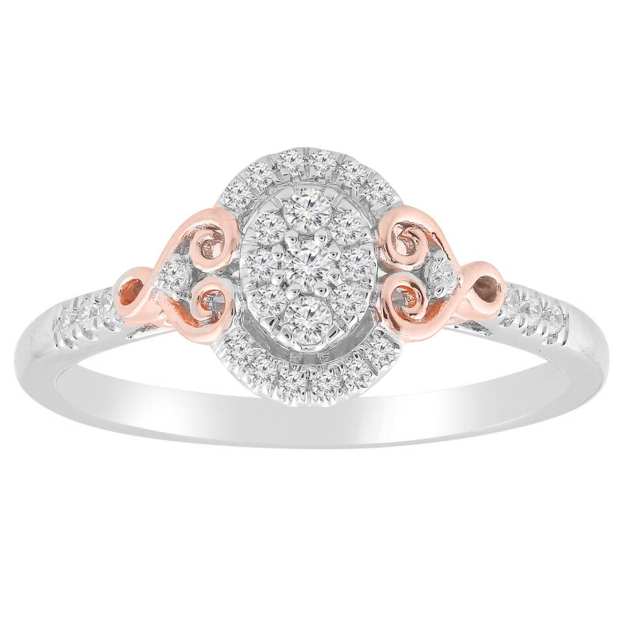 LADIES RING 0.20CT ROUND DIAMOND 10K WHITE/ROSE GOLD