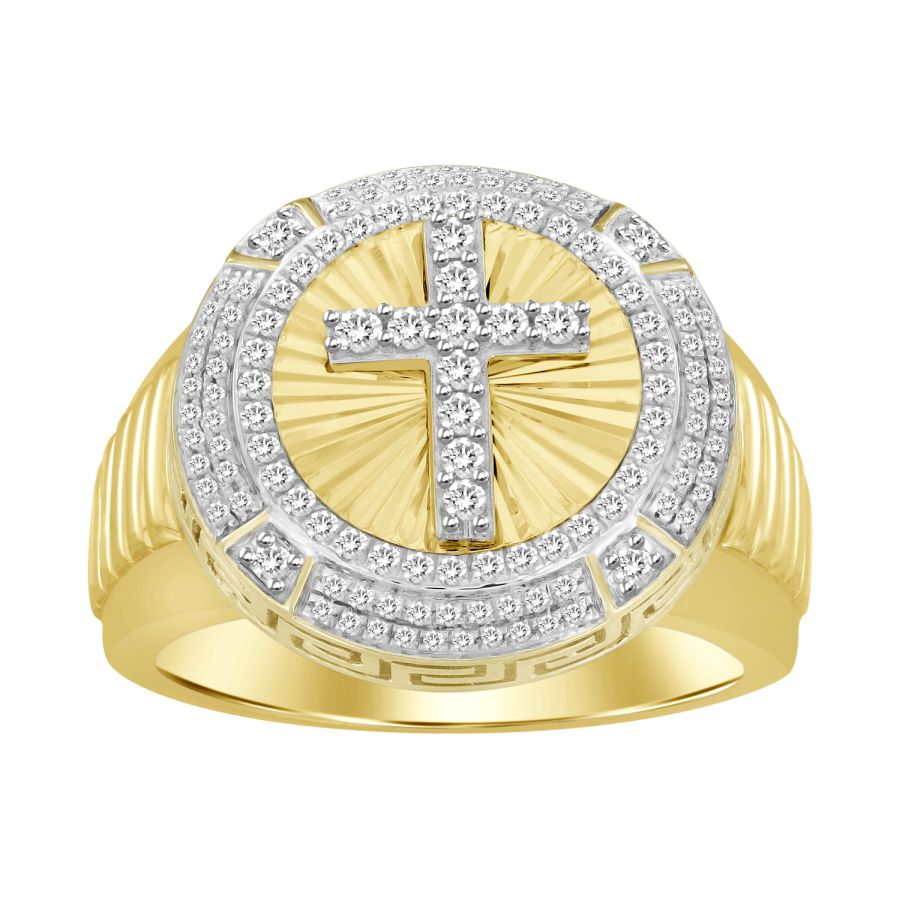 MEN'S RING 0.50CT ROUND DIAMOND 10K YELLOW GOLD