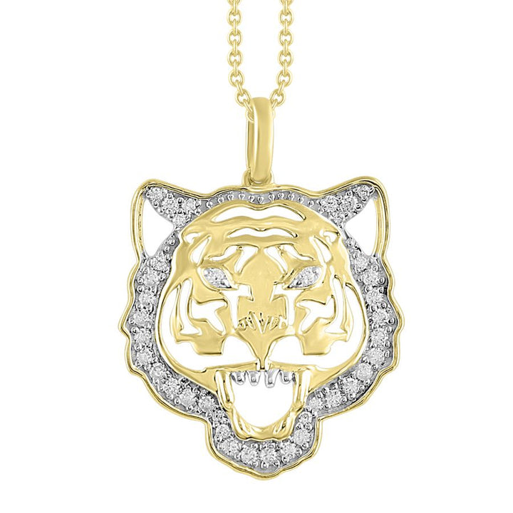 LADIES PENDANT WITH CHAIN 0.20CT ROUND DIAMOND 10K YELLOW GOLD