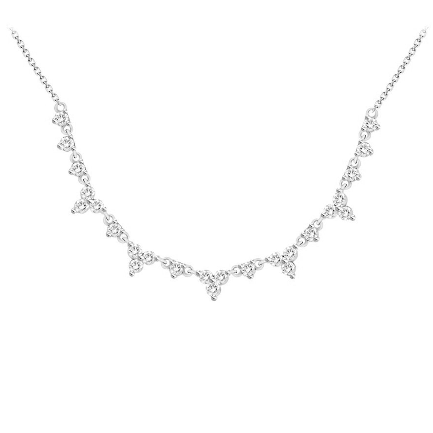 LADIES NECKLACE 0.50CT ROUND DIAMOND 14K WHITE GOLD