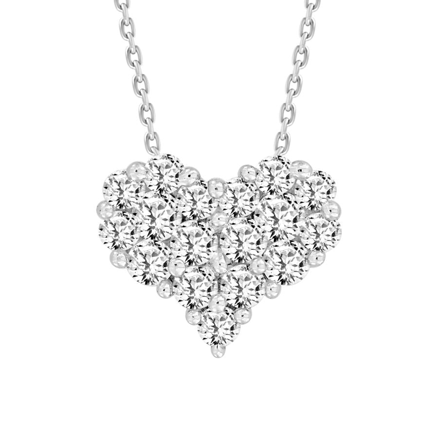 LADIES PENDANT WITH CHAIN 0.30CT ROUND DIAMOND 14K WHITE GOLD