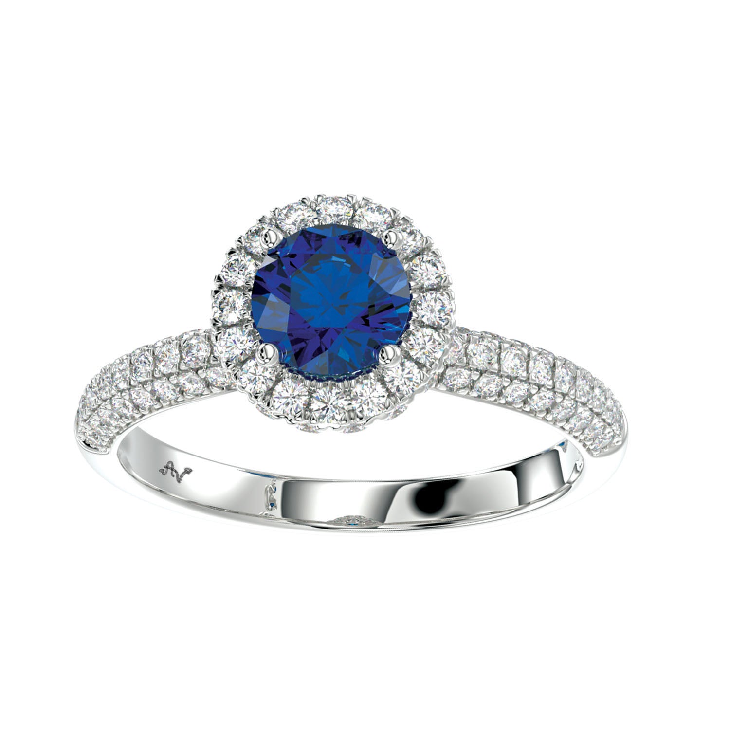 LADIES RING 1.50CT ROUND DIAMOND 14K WHITE GOLD  (TANZANITE  ROUND DIAMOND 0.75CT)