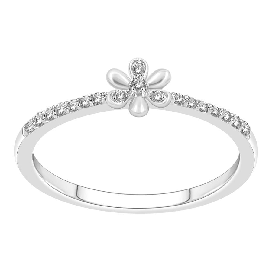 LADIES RING 0.10CT ROUND DIAMOND 10K WHITE GOLD