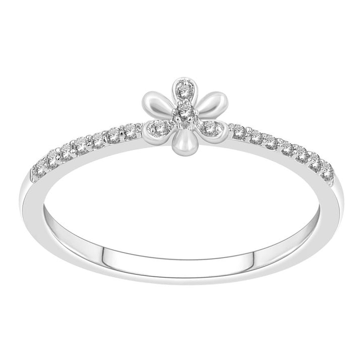 LADIES RING 0.10CT ROUND DIAMOND 10K WHITE GOLD