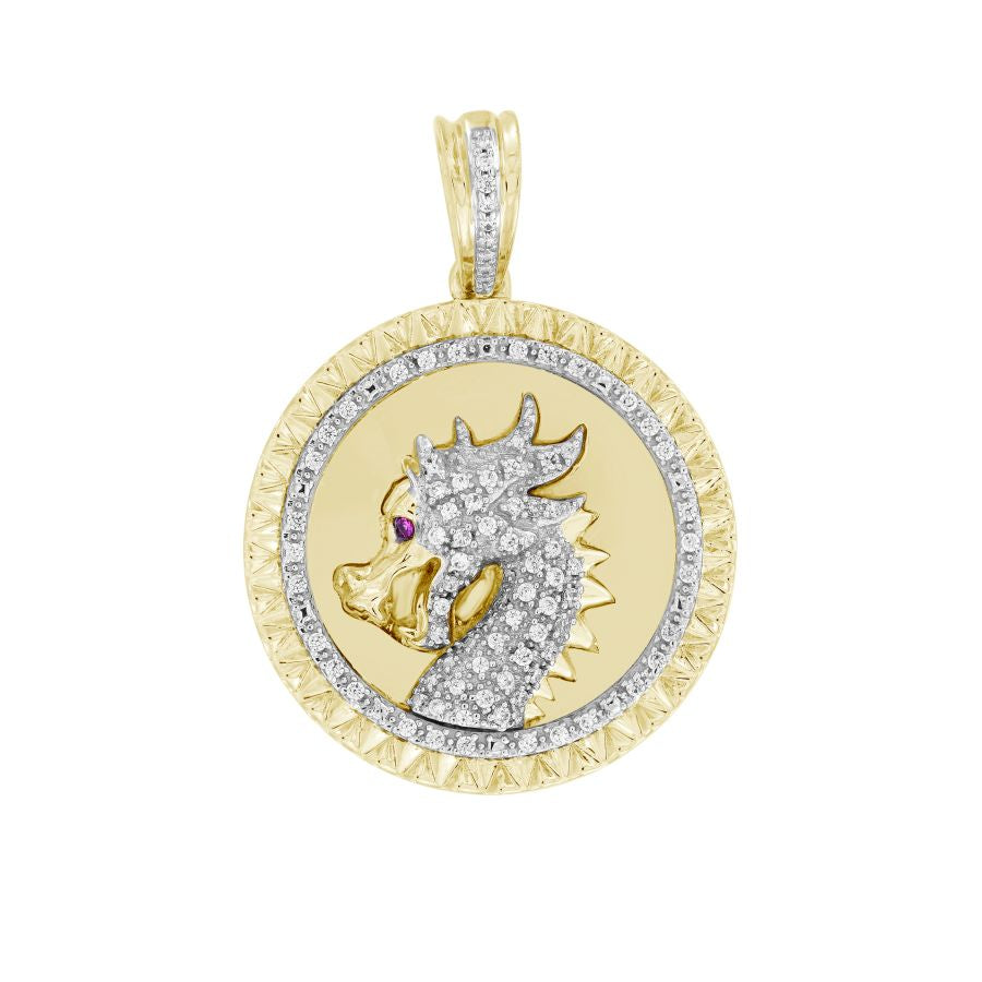 MEN'S CHARM 0.25CT ROUND DIAMOND 10K YELLOW GOLD