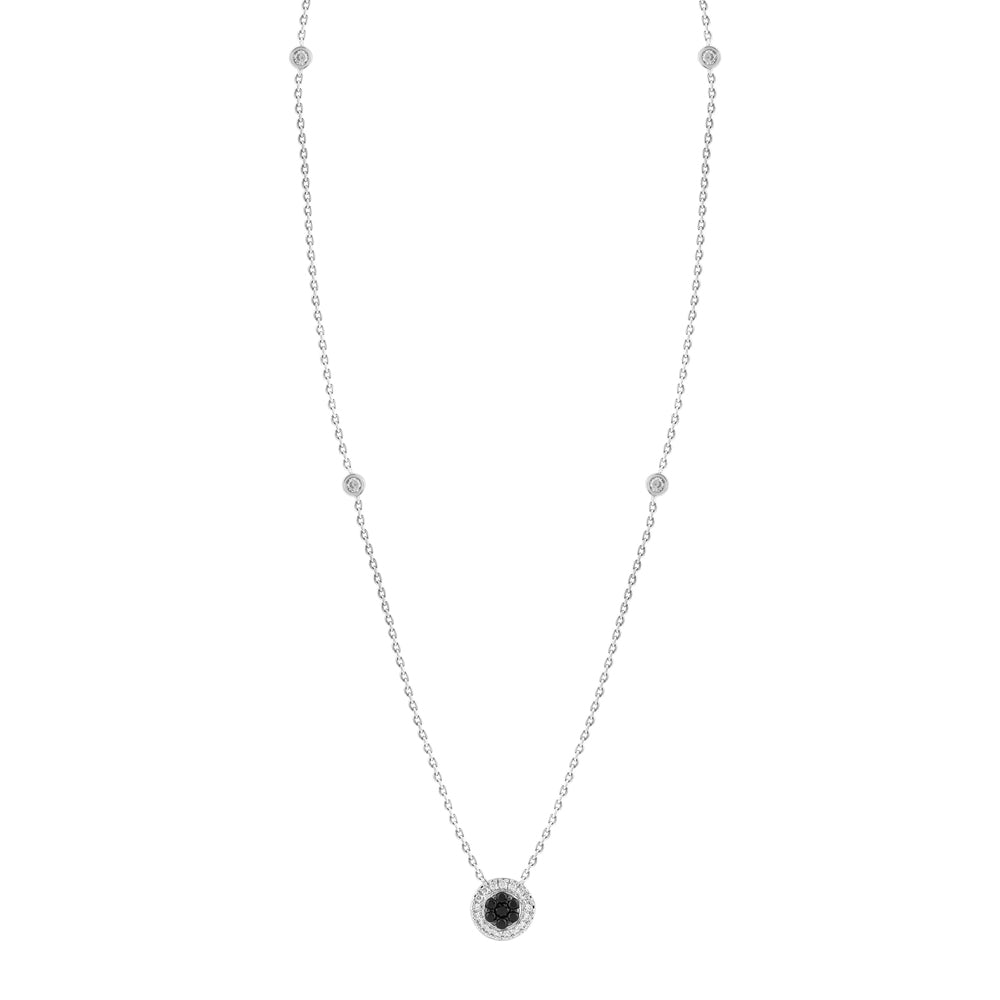 LADIES NECKLACE 0.33CT ROUND/BLACK DIAMOND 14K WHITE GOLD