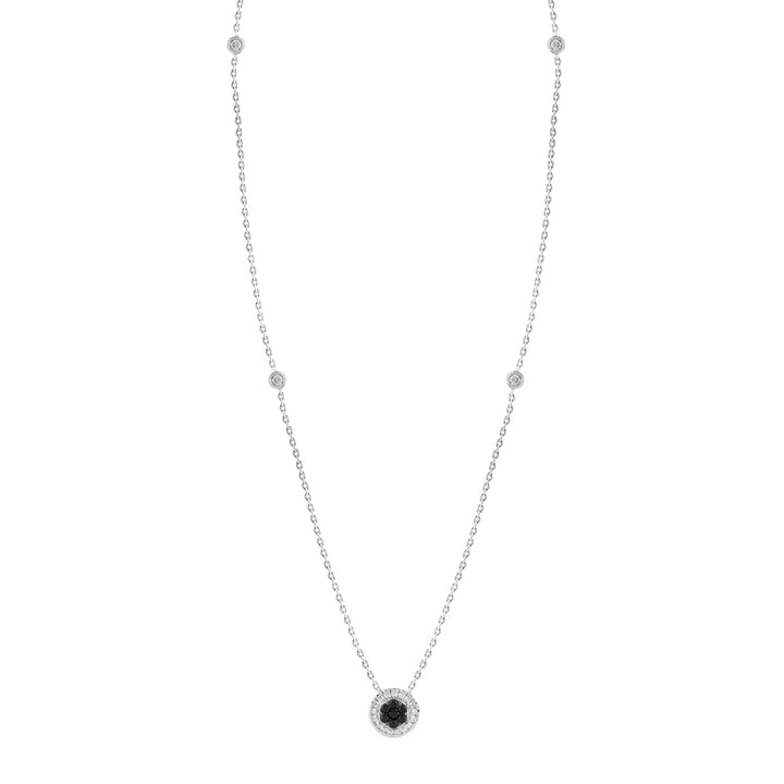 LADIES NECKLACE 0.33CT ROUND/BLACK DIAMOND 14K WHITE GOLD