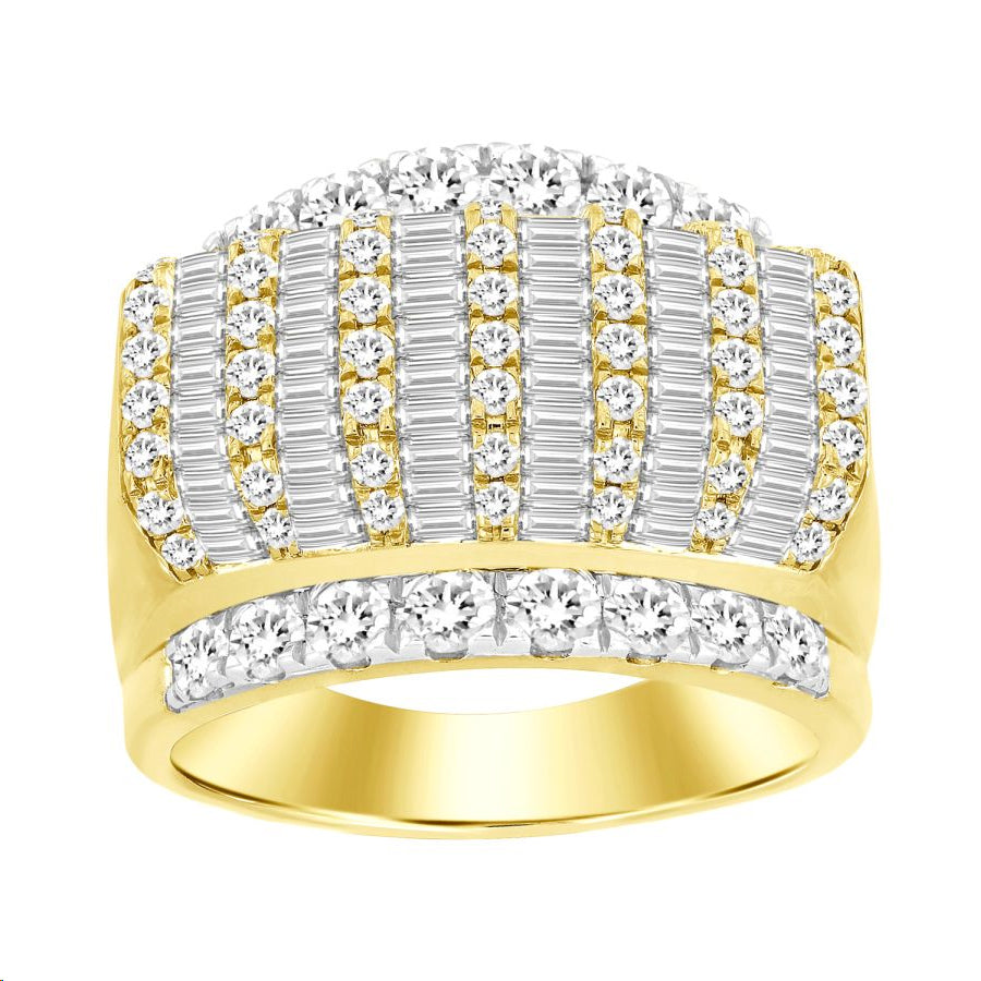 MEN'S RING 3.00CT ROUND DIAMOND 10K YELLOW GOLD