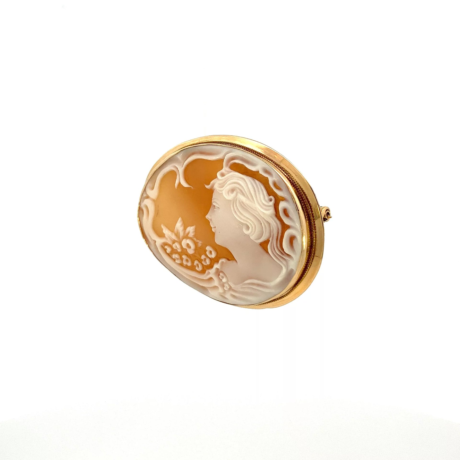 14 Karat Yellow Gold Cameo Brooch