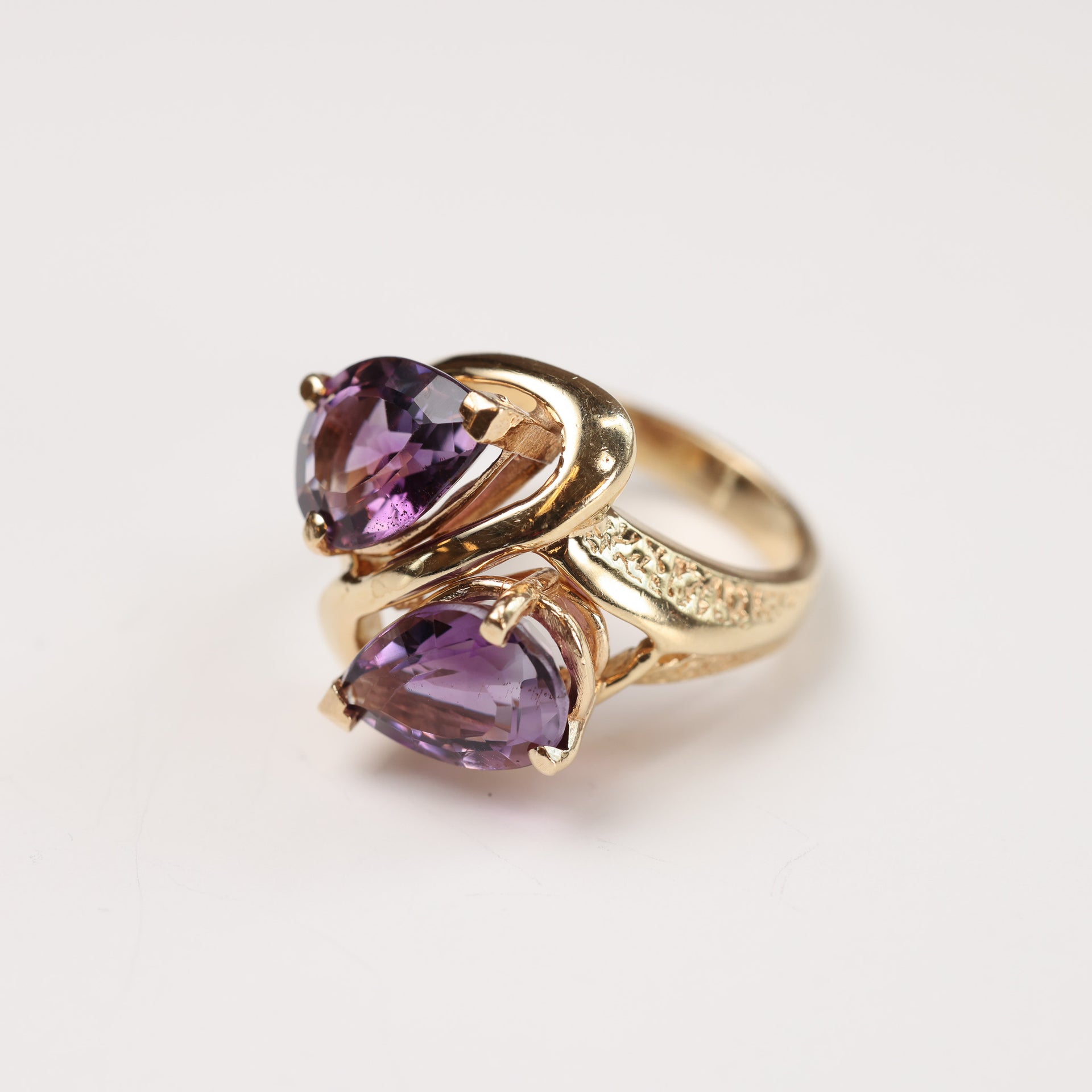 14 Karat Yellow Gold Amethyst Ring Size 5.5