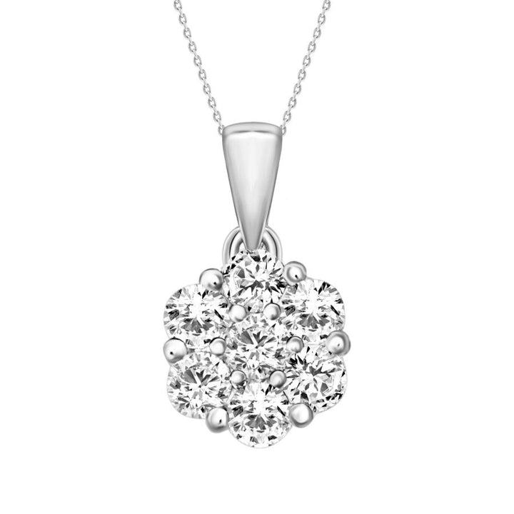 LADIES  PENDANT WITH CHAIN 0.75CT ROUND DIAMOND 14K WHITE GOLD