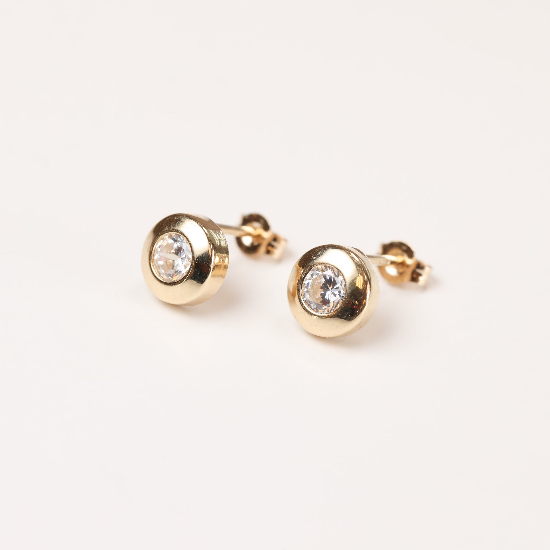 14 Karat Yellow Gold Cubic Zirconia Studs