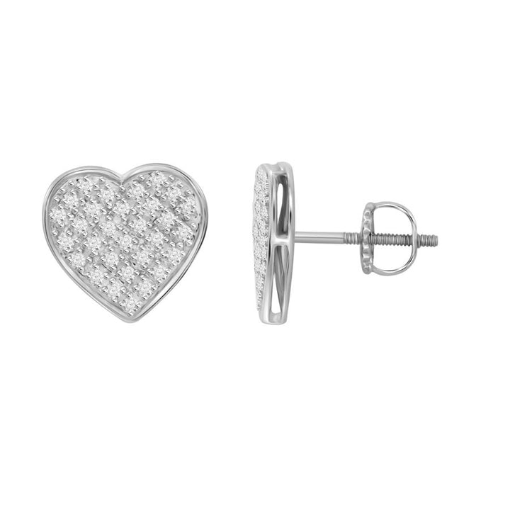 MEN'S HEART SHAPE YUVA EARRING 0.25CT ROUND DIAMOND 10K WHITE GOLD