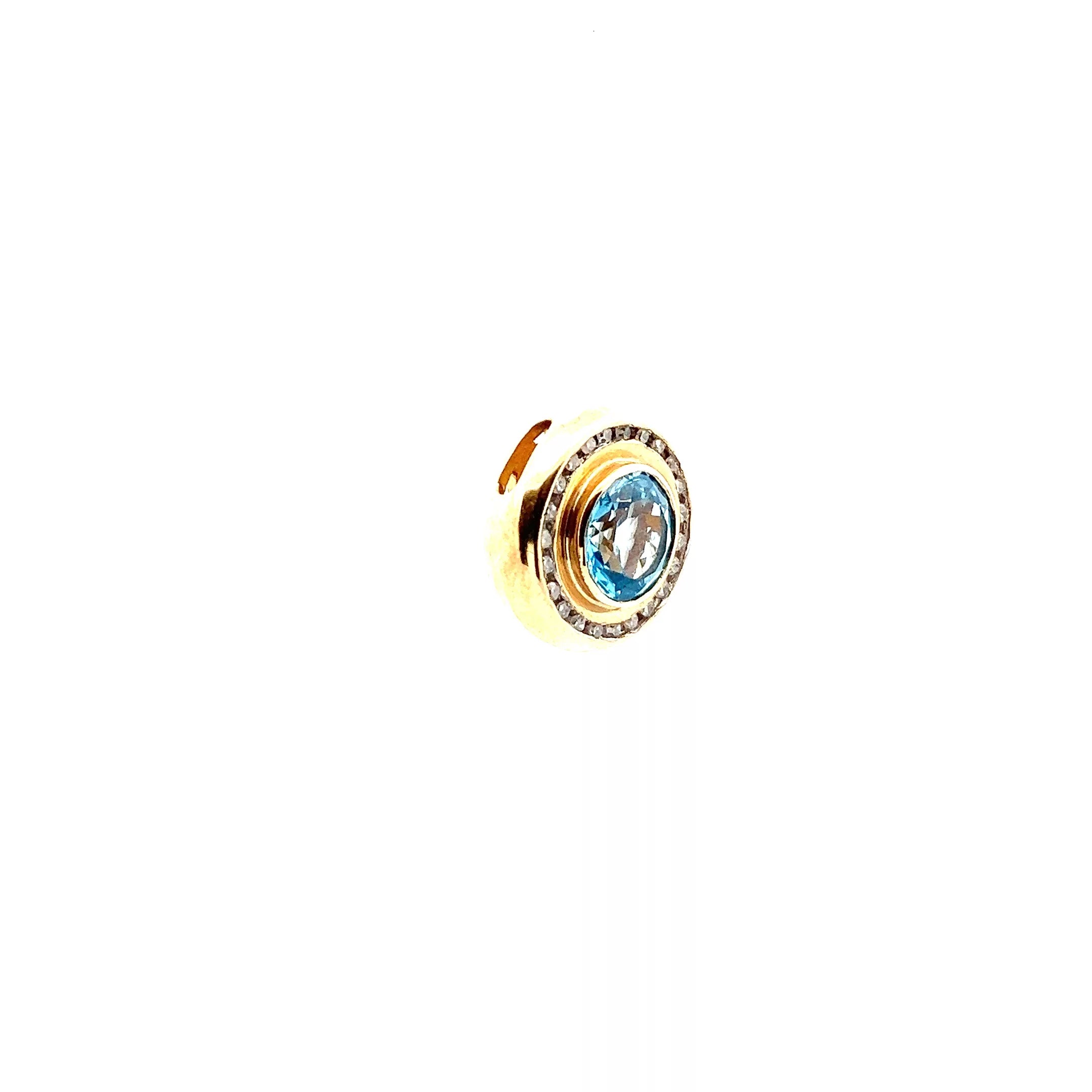 10 Karat Yellow Gold Necklace Pendant with Blue Diamond and Topaz Stones - Exquisite Fine Jewelry with Stunning Blue Diamond and Topaz - Perfect Addition to Your Diamond Jewelry Collection