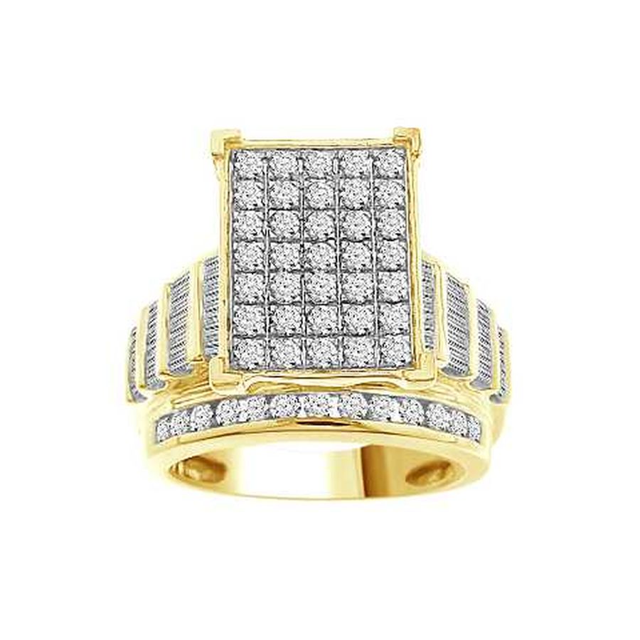 LADIES RING 2.00CT ROUND/BAGUETTE DIAMOND 10K YELLOW GOLD