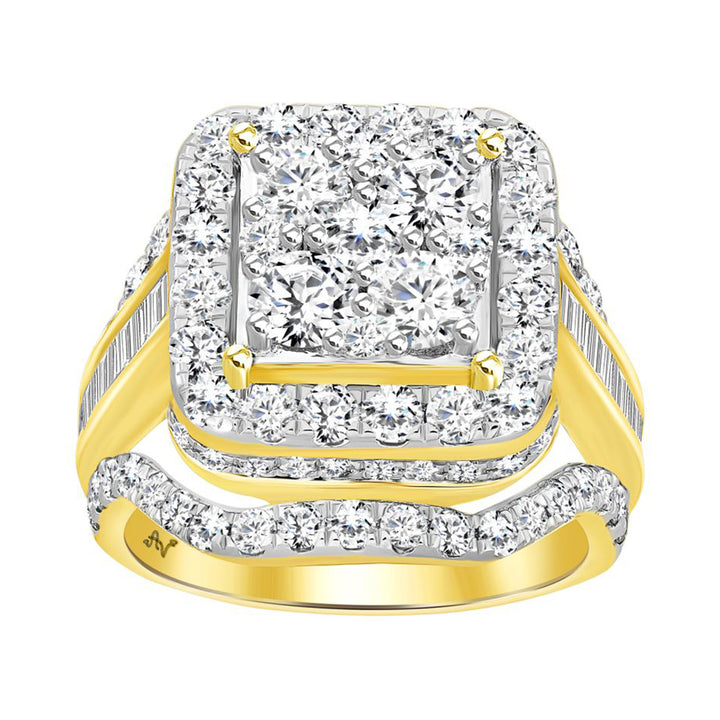 LADIES RING 3.00CT ROUND/BAGUETTE DIAMOND 10K YELLOW GOLD